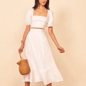 NWT REFORMATION YUCCA Linen 2 Piece White Size 4